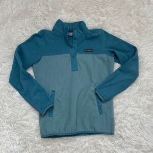 Columbia blue fleece quarter zip pullover hiking camping gorpcore athletic XS